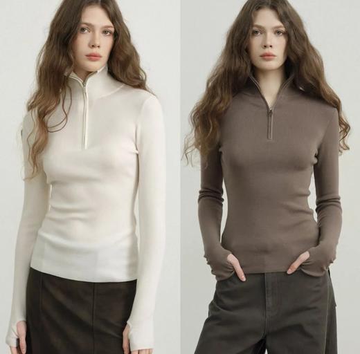 孤品特价 不退不换 AC拉链针织毛衣  70羊毛30羊绒针织衫 单穿打底皆可 商品图1