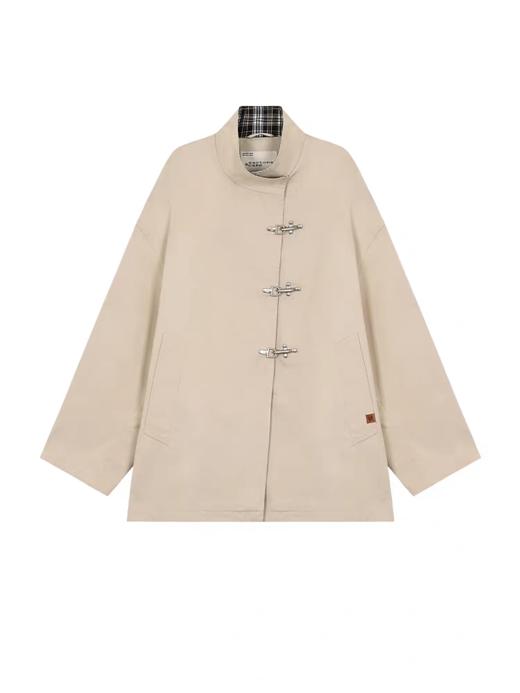 早乙女惠子saotome/STMWT131386/飞机扣格子拼接风衣 商品图3