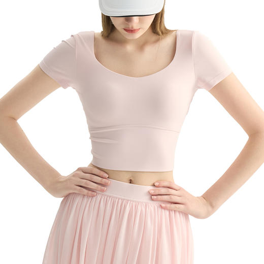 【3~5天发货】跃牌【美度空间】系列 瑜伽服上衣带胸垫普拉提运动T恤女TXB62014 商品图2