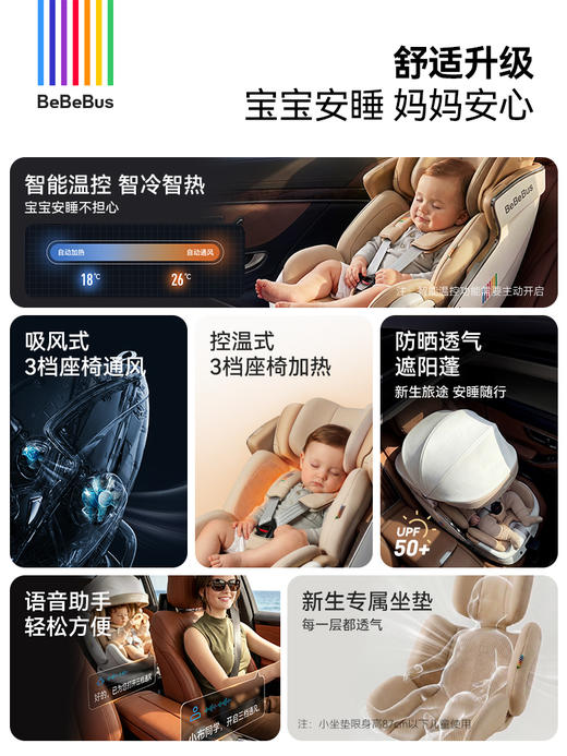 BeBeBus安全座椅 新生儿太空舱 智能通风车载可躺（适用0-7岁） 商品图11