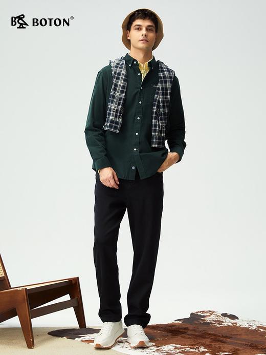 波顿男士秋冬牛仔裤宽松窄版阔腿小直筒抓毛底通勤深色复古百搭休闲长裤ME982325 商品图1