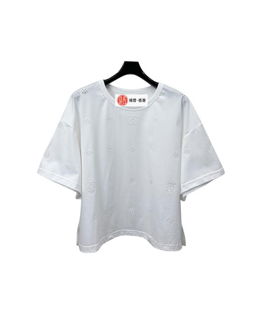 女款镂空刺绣短款短袖T恤ba025 商品图0