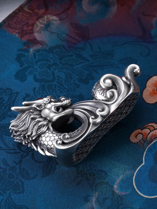 子佩集S999银招财银龙香插【BX0280878】纯银小摆件可转动2406 商品图6