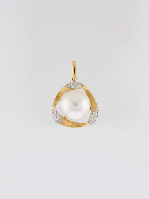 【挚友限定】18K金磨砂澳白珍珠钻石吊坠11-12 商品图4