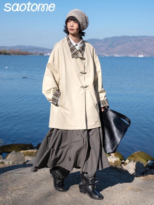 早乙女惠子saotome/STMWT131386/飞机扣格子拼接风衣 商品图0