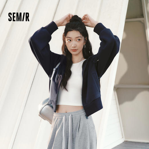 【爆品主推】森马外套女春季弯刀袖灯笼袖连帽2026新款小个子时尚显瘦简约夹克 商品图1