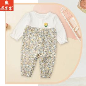棉果果春季新品女童氨棉汗布纯棉小碎花爬衣假两件对开连体衣M122722226102