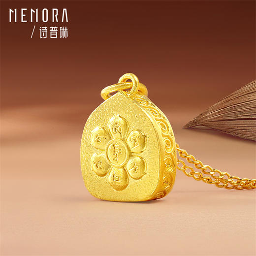 【新品首发】五髻文殊足金黄金宝宝佛挂坠转运珠 鎏彩工艺孩子礼物MEMORA诗普琳HP922701 商品图7