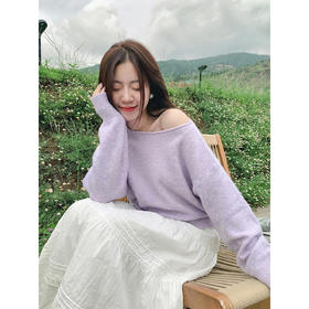 <曾小咸推荐>2.14现货秒杀 ！微信超特价！韩系露肩斜肩针织衫 日常209.99 立减120 秒杀89.99！！