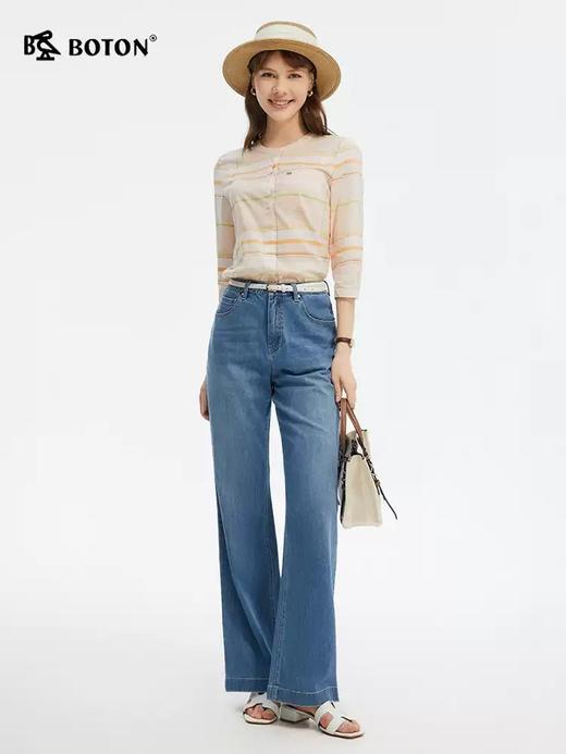 波顿女士春夏季宽松直筒垂感棉质牛仔长裤LE360125 商品图1