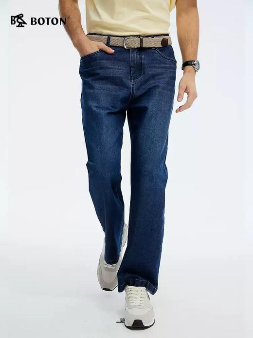 波顿男士春夏季牛仔裤合身窄版阔腿小直筒棉弹力高端美式长裤子ME968125 商品图2