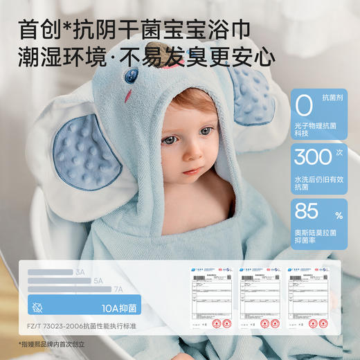 【洗浴用品】嫚熙儿童浴巾斗篷浴袍可穿式新生儿洗澡浴巾婴儿专用吸水速干 商品图3