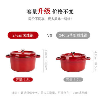 珐宝（staub）法国进口珐琅铸铁锅双耳煲汤烹饪锅具深炖锅樱桃红24cm 40501-485 /厨具 /烹饪锅具 /珐琅锅 商品图1