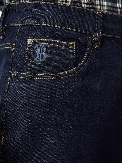波顿男士秋冬牛仔裤宽松直筒法棍裤抓毛底通勤百搭休闲长裤ME979325 商品图3