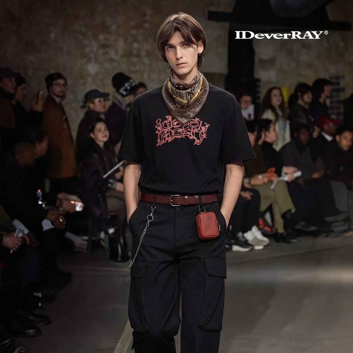 【明星同款】IDEVERRAY春季新品T恤情侣送礼绳结设计感圆领短袖宽松男女同款T