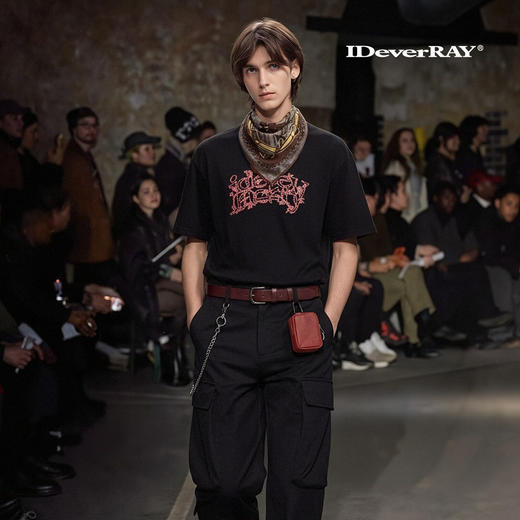 【明星同款】IDEVERRAY春季新品T恤情侣送礼绳结设计感圆领短袖宽松男女同款T 商品图0