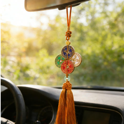 【祈愿吉品】「五路金爷」五色梅花钱挂饰2026年吉祥物挂件 商品图1