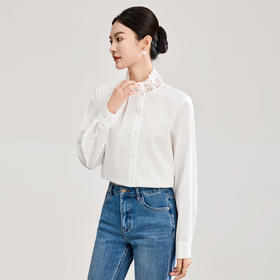 「高货wl」全新升级【铂金会员266/天猫359/差价93】(03252)洛诗琳法式复古蕾丝花边领上衣2026春季新款通勤百搭衬衫