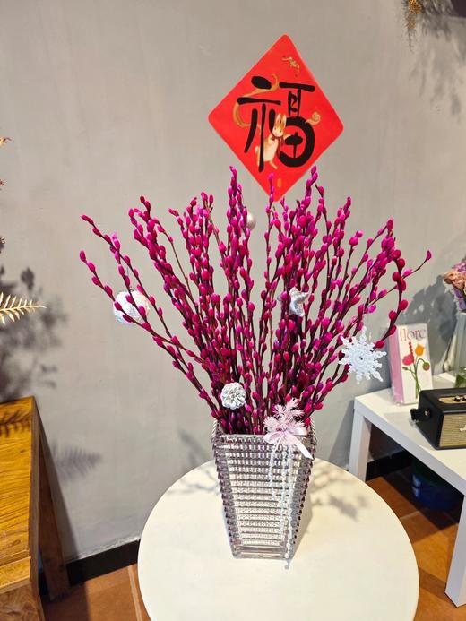 【贺岁银柳】AB级混色银柳20支+新年小挂件3张/份  不少于3个颜色  长约60-70cm 商品图3