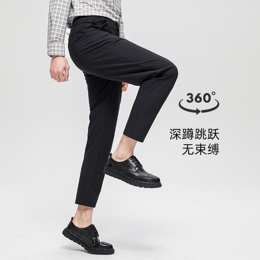 【高弹】德鲨鲨鱼黑色休闲裤男2026夏季新款直筒百搭裤子 商品图1