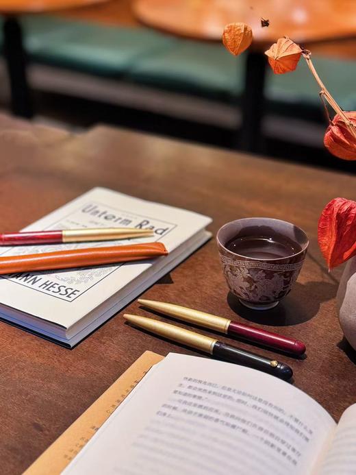 新品【升级版真皮套装】黄铜檀木签字笔 商品图2