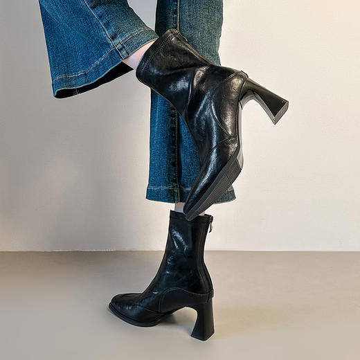 苏茵茵复古方头瘦瘦靴｜柔软好穿，黑咖两色可选，超好搭！【3-5天发货】 商品图1