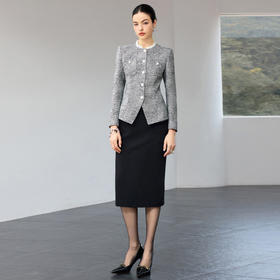 IWY/小香风粗花呢西装外套女职业装套裙轻奢通勤两件套气质正装J26C268+24S658