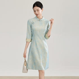 「高货wl」全新升级【铂金会员367/天猫499/差价132】(75023)洛诗琳新中式云锦感连衣裙2026春夏新款提花缎旗袍收腰裙