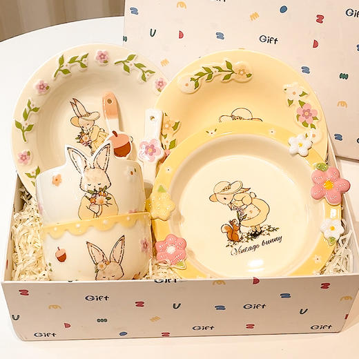 摩登主妇赫拉兔漂亮餐具盘子饭碗家用碗具仪式感早餐水果盘酸奶碗 商品图0