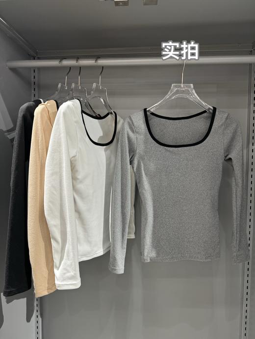 【GZ】无忧购26年春季59元2件带胸垫方领打底衫女内搭设计感小众撞色长袖T恤打底（截单后3-5天发货) 商品图6