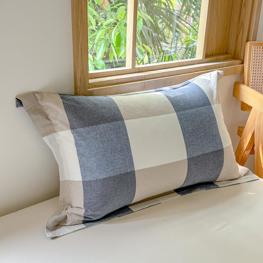 全棉色织水洗棉 散件系列，粉大格，蓝大格，咖小格，蓝小格，绿密条，灰密条 商品图5