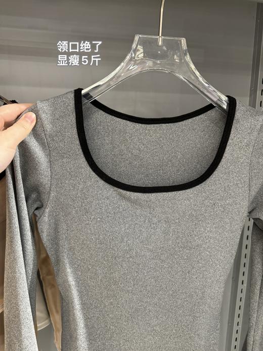 【GZ】无忧购26年春季59元2件带胸垫方领打底衫女内搭设计感小众撞色长袖T恤打底（截单后3-5天发货) 商品图4
