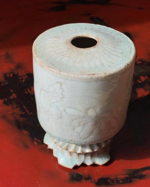 影青刻划水波莲池纹筒式香插，顺丰包邮 商品图1