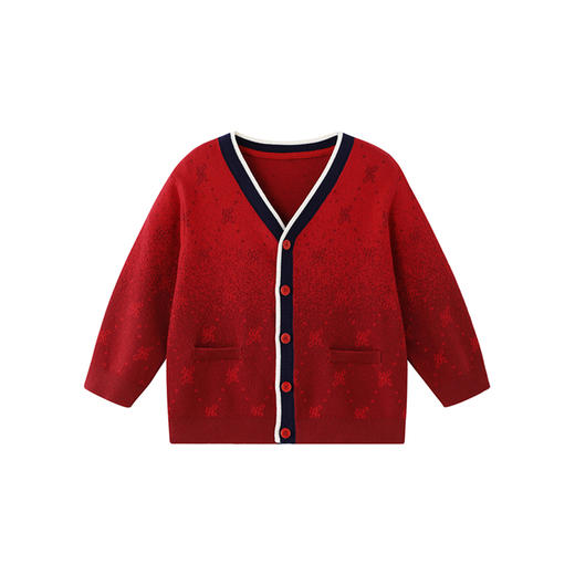 【商场同款】英氏童装儿童毛衣男童毛线衣新款红色渐变针织衫 商品图4