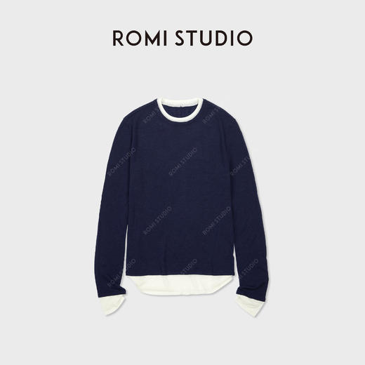 ROMI STUDIO100%水溶羊毛轻薄柔软假两件针织上衣 RWCASU6753 商品图1