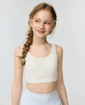 【春上新】8楼爱慕儿童Aimer Kids少女小奶皮柔美珍珠一阶段中长背心AJ115J301，吊牌价239元