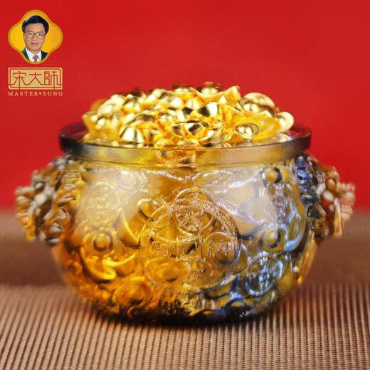 宋韶光大师琉璃球八方纳财聚宝盆 古法琉璃摆件商务礼品 商品图0