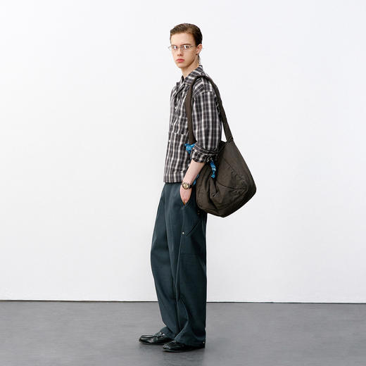 714street复古渐变格子长袖衬衫男2026春季短宽boxy版型纯棉衬衣 商品图3