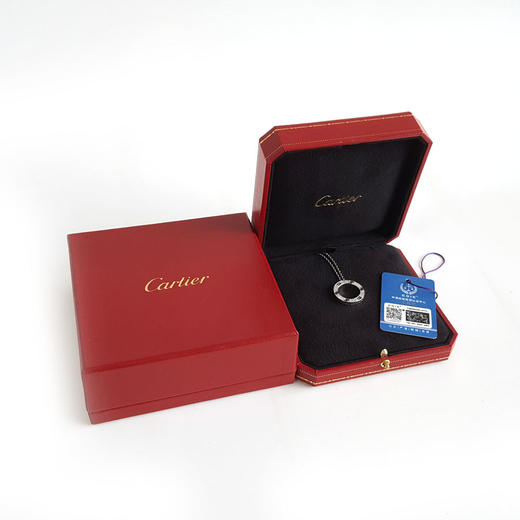【95新】Cartier卡地亚LOVE系列B7058000 18K白金满钻大圆饼LOVE项链 链长约42cm，外径23.5mm女士280126NJS14 商品图1
