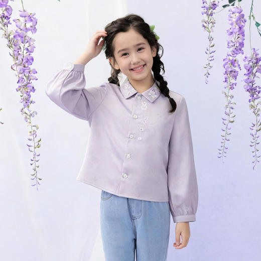 笛莎/Deesha 观山见联名2026年春季新款国风刺绣衬衫 商品图1