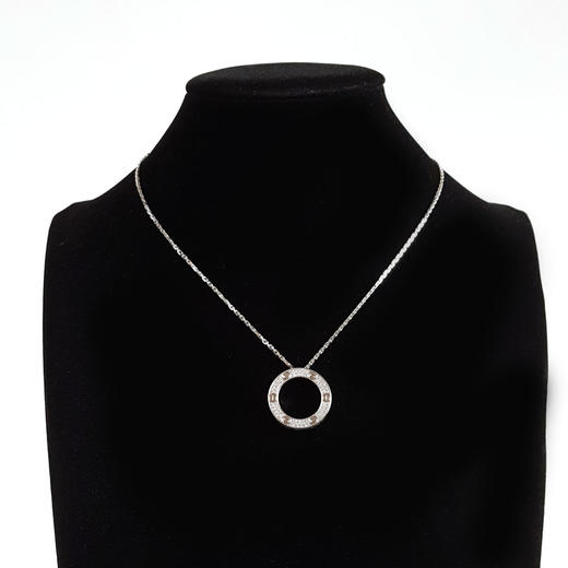 【95新】Cartier卡地亚LOVE系列B7058000 18K白金满钻大圆饼LOVE项链 链长约42cm，外径23.5mm女士280126NJS14 商品图6