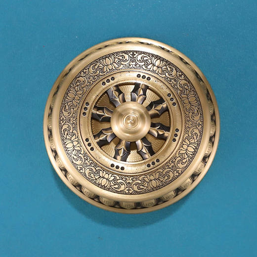 手动藏式铜指捻转轮转筒八宝小指捻观音心咒莲花底座转筒转轮经筒摆件 商品图1