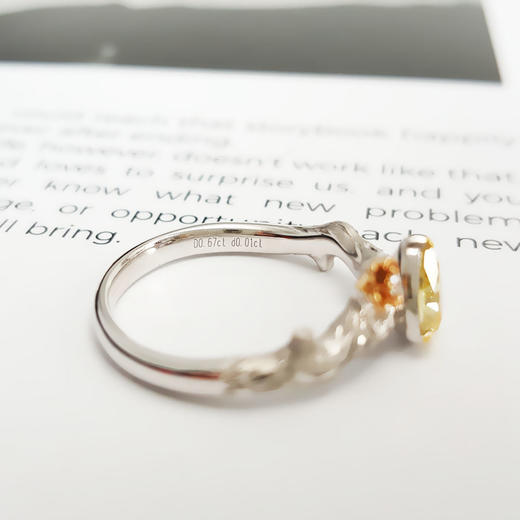 【天然正品】AU750双色金设计师款灵动藤蔓树枝造型0.67克拉梨型彩黄色钻石戒指13号（戒圈可改）290126NJS38 商品图6