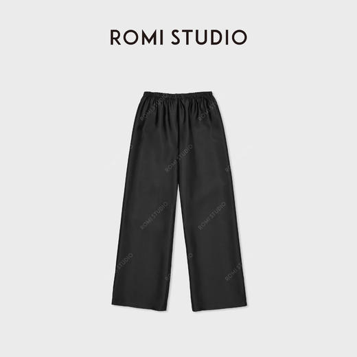 ROMI STUDIO"无缝裤"真丝羊毛混纺光泽松紧腰直筒裤RWCAX06889 商品图4