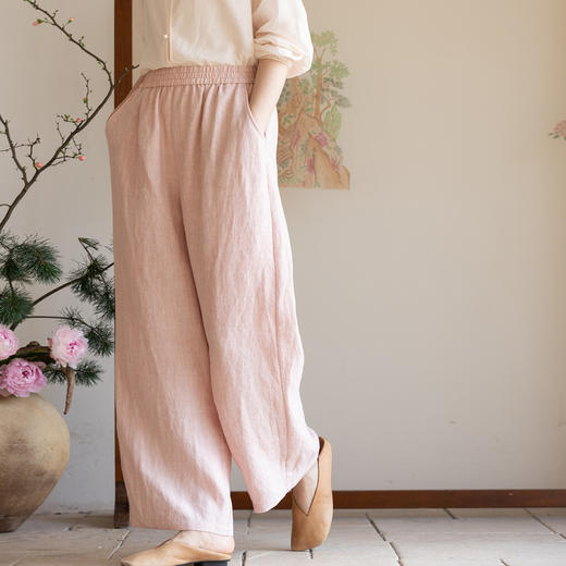 牧衣游原创汉麻休闲长裤新款自在随性松弛感宽松百搭裤子 山外山 商品图0
