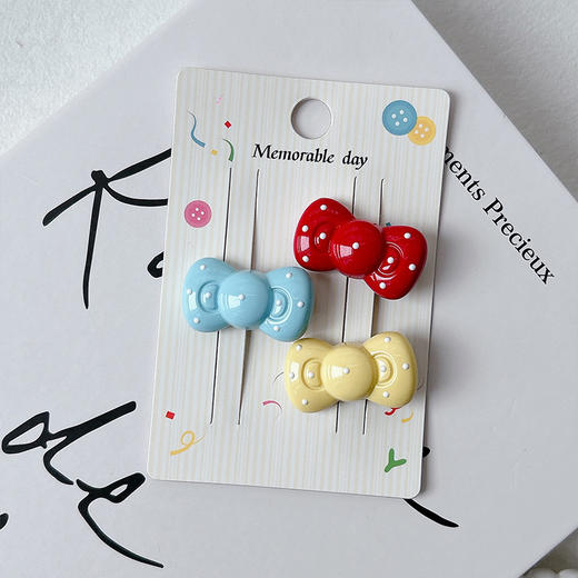 三原色蝴蝶结小熊头组合夹-纪念日百货门店同款169096651 商品图4