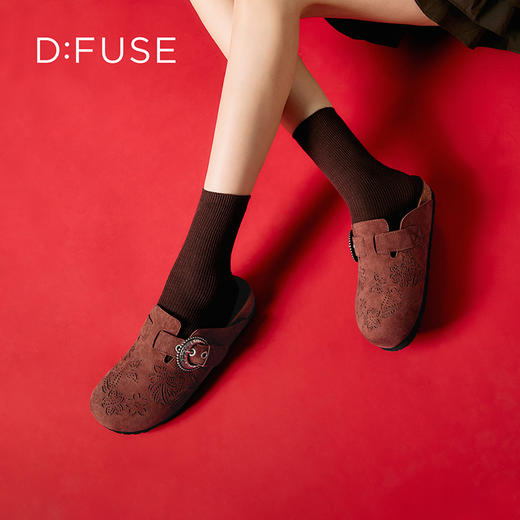 Dfuse迪芙斯2026春季新款镂空雕花半包头勃肯鞋拖鞋DFE1110077 商品图1