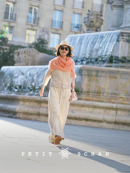 PETIT SCHAN小闪 ACC#052 Daisy Fairy 雏菊精灵 纯羊绒手工丝网印花方巾围巾 商品图5