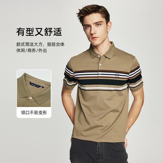 【莱赛尔】德鲨鲨鱼短袖POLO衫男青年时尚条纹撞色翻领T恤 商品图1