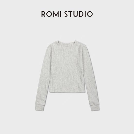 ROMI STUDIO色织华夫格高密长绒棉针织船领长袖 RWDSSY1572 商品图0